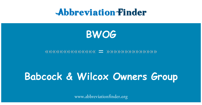 BWOG: Babcock & Wilcox Owners Group