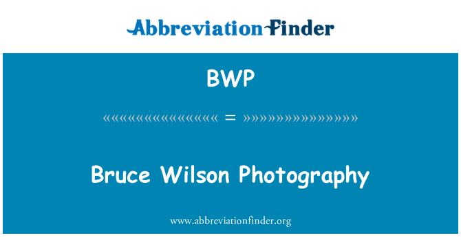 BWP: Bruce Wilson fotografie