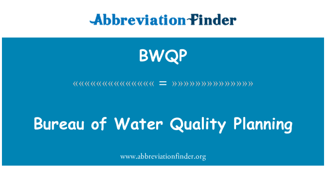 BWQP: 물의 국 품질 계획