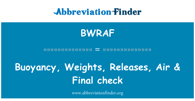 BWRAF: Controllo dell'assetto, pesi, rilascia, aria & Final