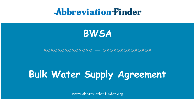 BWSA: Accordo di fornitura di acqua all'ingrosso