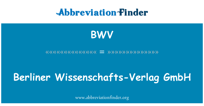 BWV: Berliner Wissenschafts-Verlag GmbH