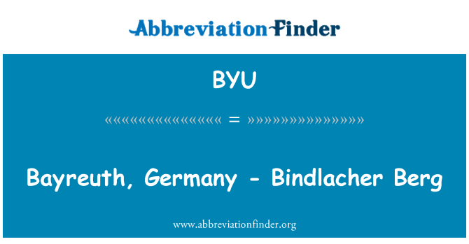 BYU: Bayreuth, Tyskland - Bindlacher Berg