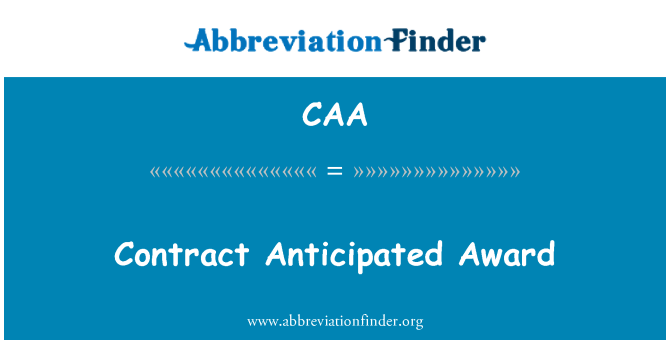 CAA: Contrat anticipé Award