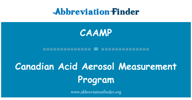 CAAMP: Canadian Acid Aerosol Measurement Program