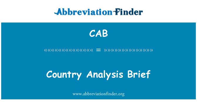 CAB: 国家分析简介