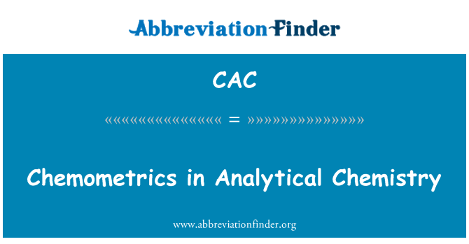 CAC: Chemometrie in der analytischen Chemie