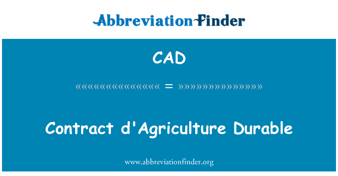 CAD: Ugovor d'Agriculture izdržljiv