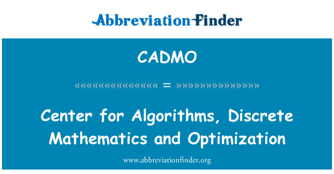 CADMO: Ganolfan ar gyfer algorithmau, mathemateg ar wahân a Optimization