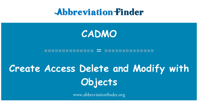 CADMO: Maken van Access verwijderen en wijzigen met objecten