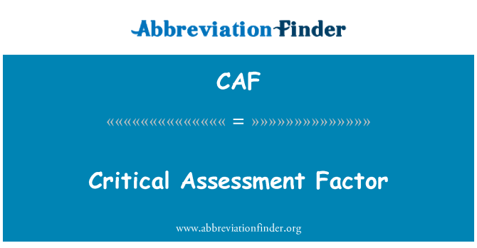 CAF: Critical Assessment Factor