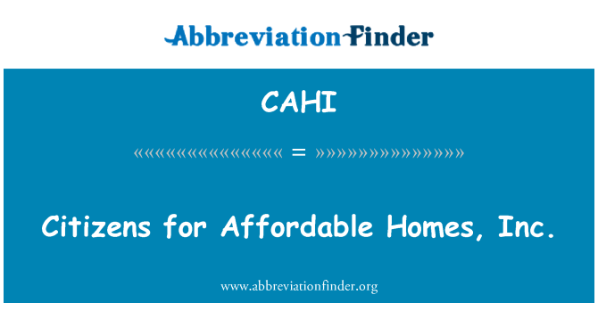 CAHI: Warga untuk terjangkau Homes, Inc.