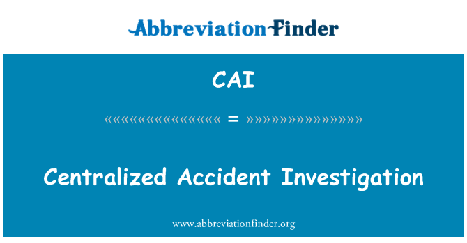 CAI: Centralized Accident Investigation