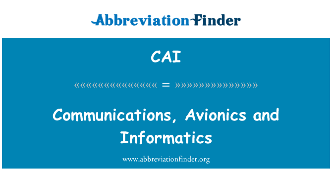 CAI: Kominikasyon, Avionique Et Informatique