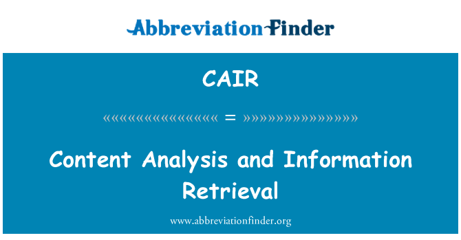 CAIR: Analyse de contenu et de recherche documentaire