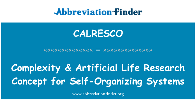 CALRESCO: Сложност & изкуствен живот изследвания концепция за самоорганизиращите се системи