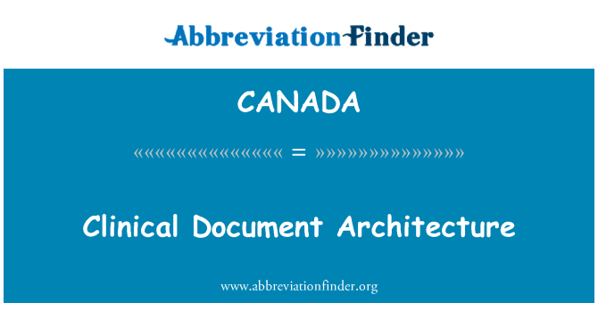 CANADA: 临床文档体系结构