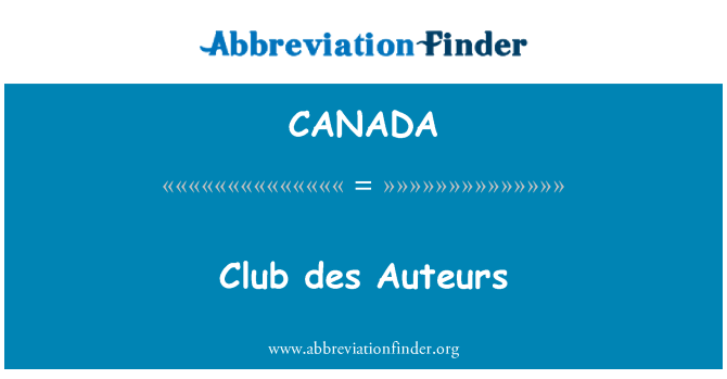 CANADA: Club des Auteurs