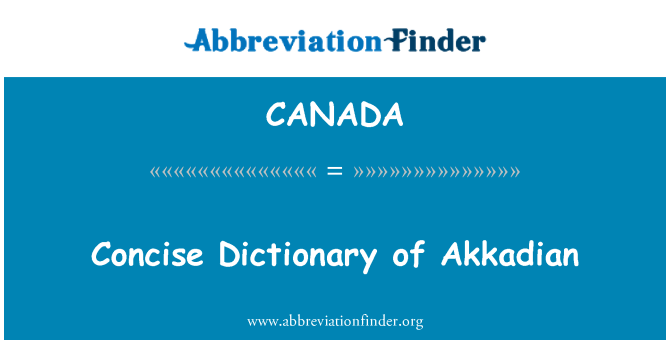 CANADA: Concise Dictionary of akkadisch