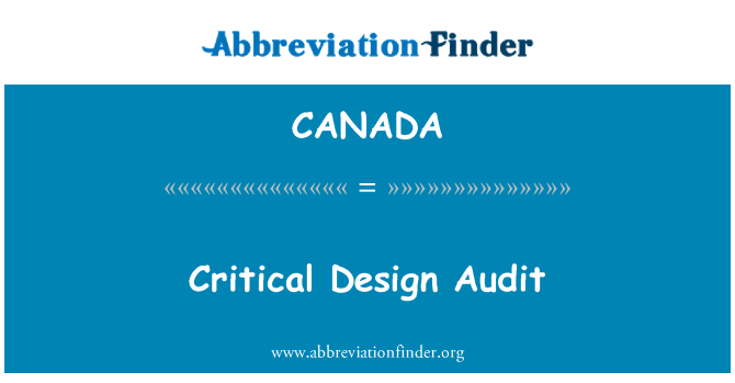CANADA: Kritické projekční Audit