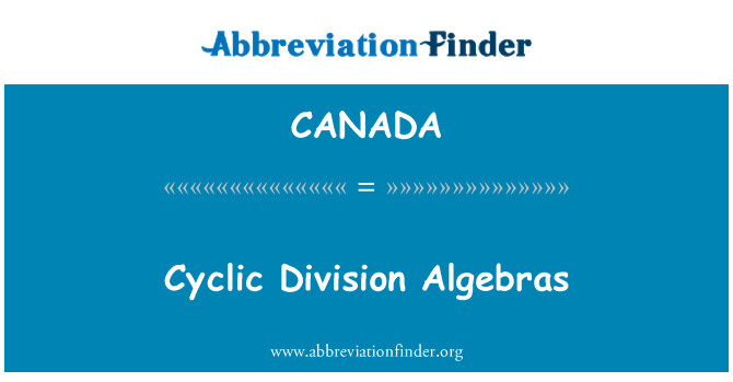 CANADA: 循环司代数