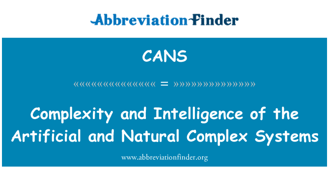 CANS: Complexity and Intelligence of the Artificial and Natural Complex Systems