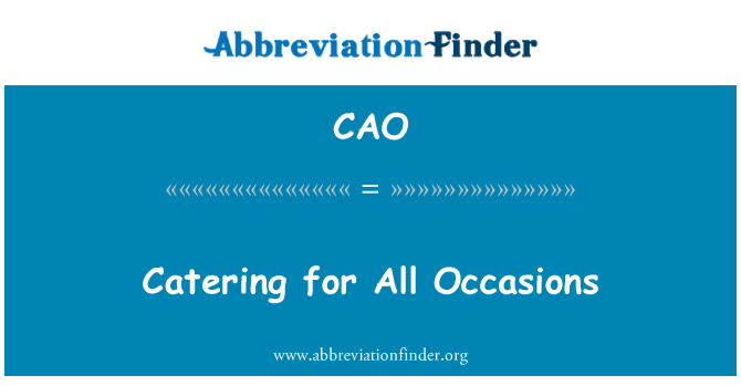 CAO: Tal-catering għall-okkażjonijiet kollha