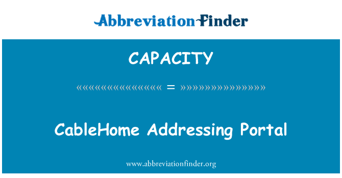 CAPACITY: CableHome adresowanie Portal