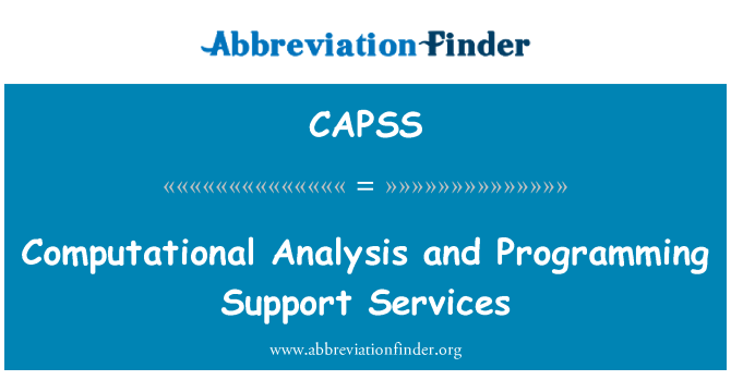 CAPSS: Computational Analysis and Programming-Support-Services