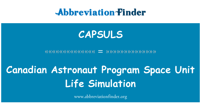 CAPSULS: Canadiske Astronaut Program plads enhed liv Simulation