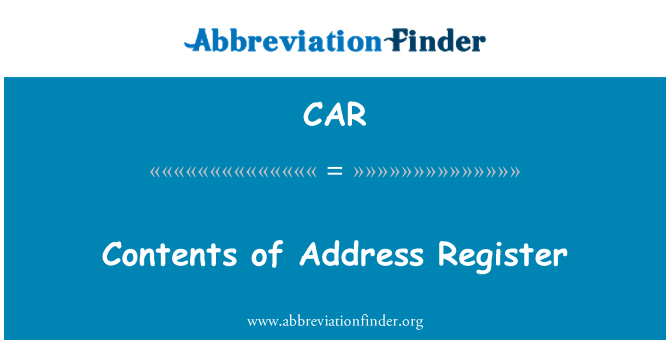 CAR: Sadržaj adresa registrirati