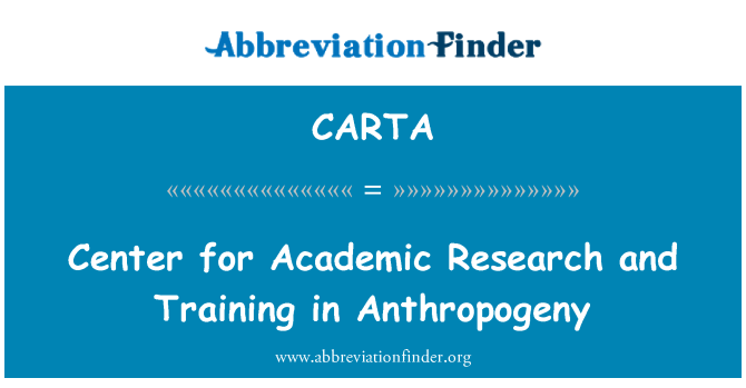 CARTA: Center for akademisk forskning og uddannelse i Anthropogeny
