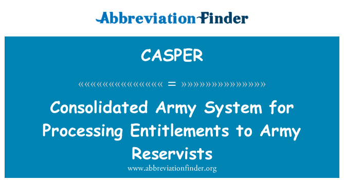 CASPER: צבא מאוחד מערכת לעיבוד זכאויות מילואים