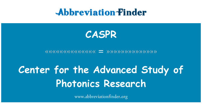 CASPR: Centrum pro pokročilé studium Photonics výzkumu