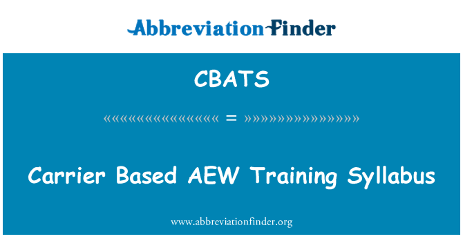 CBATS: Dopravce založený AEW školení sylabus