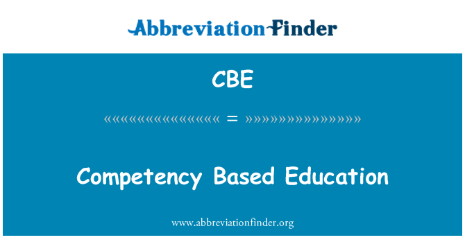 CBE: Competency Based Education