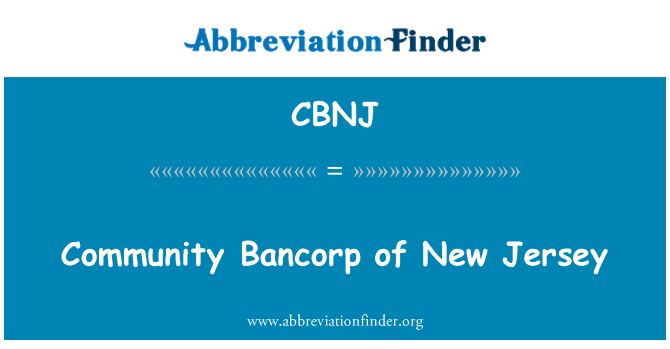 CBNJ: Gemeinschaft Bancorp von New Jersey