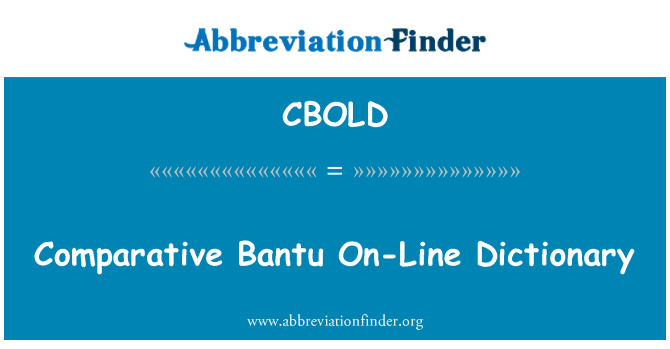 CBOLD: 对比班图语在线词典