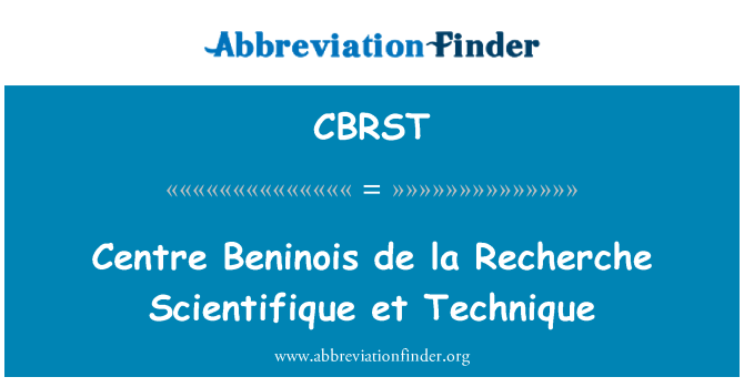 CBRST: Centras centro Beninois de la Recherche et technika