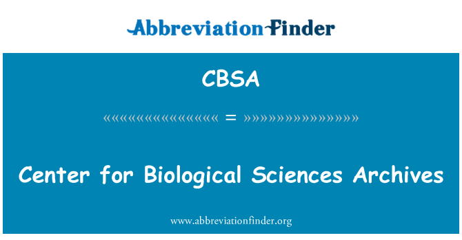 CBSA: 生物科学档案中心