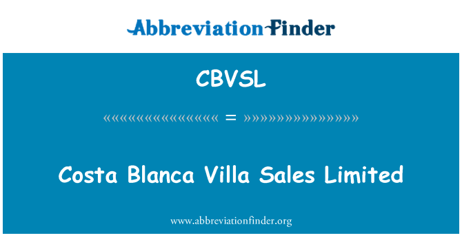 CBVSL: कोस्टा ब्लैंका विला बिक्री लिमिटेड