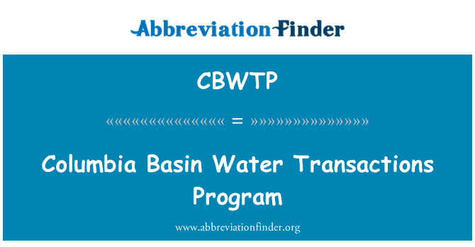 CBWTP: کلمبیا حوضه آب معاملات برنامه
