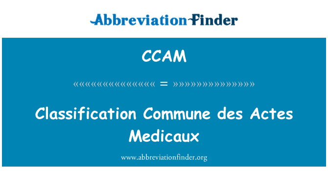 CCAM: Klasifikace obec des Actes Medicaux