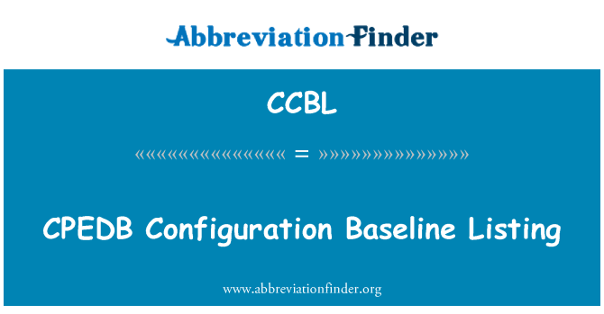 CCBL: CPEDB Configuration Baseline Listing
