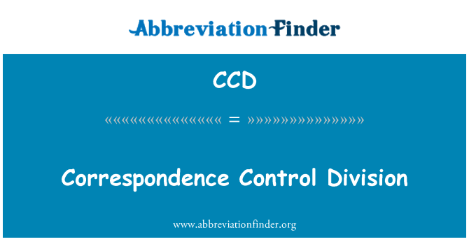 CCD: Correspondentie Control divisie