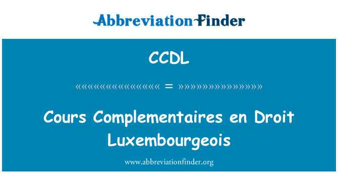 CCDL: Cours Complementaires en Droit Luxembourgeois