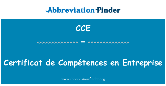CCE: Certificat de Compétences en Entreprise