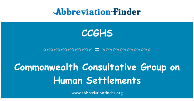 CCGHS: Grupo Consultivo de Commonwealth sobre los asentamientos humanos