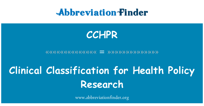 CCHPR: Kliiniline klassifikatsioon Health Policy Research