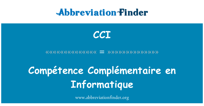 CCI: Compétence Complémentaire en Informatique